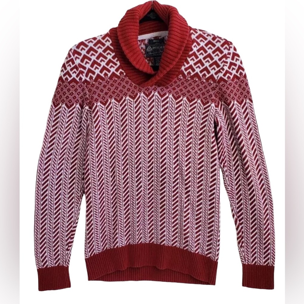 American Rag Red White Cotton Popover Collared Knit Sweater Men’s XL